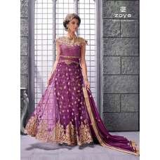 Purple Indian Party Dress Designer Embroidered Net Gown Purple Indian Party Dress Designer Embroidered Net Gown