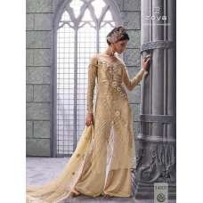 Beige Designer Anarkali Dress Indian Palazzo Trouser Suit Beige Designer Anarkali Dress Indian Palazzo Trouser Suit