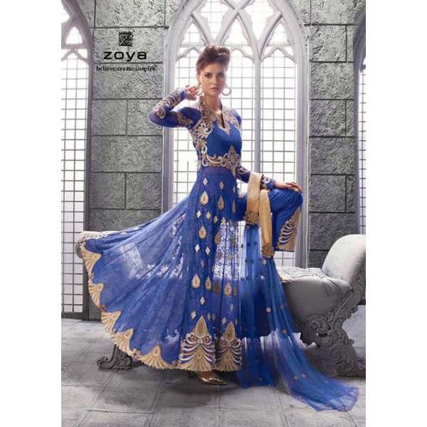 Royal Blue Center Slit Anarkali Suit Indian Designer Dress