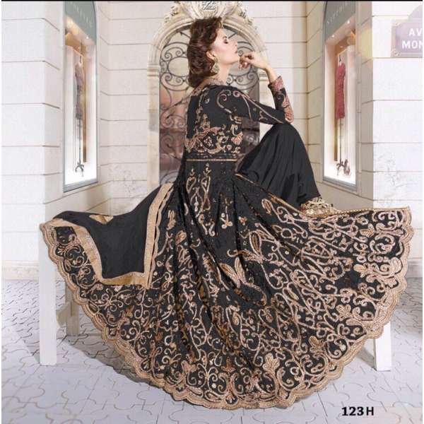 Z-12003C BLACK ZOYA GLITERZ STYLISH WEDDING WEAR DRESS (4 piece suit)