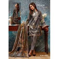 Dark Grey Floral Printed Cotton Salwar Suit Dark Grey Floral Printed Cotton Salwar Suit