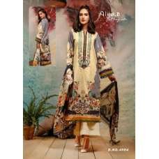 Beige Floral Printed Cotton Salwar Kameez