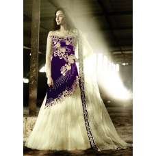 ZF15002 PURPLE AND BEIGE ZOYA FEELINGS WEDDING WEAR VELVET DRESS