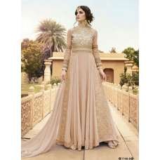 Orange Peach Glossy Wedding Party Wear Anarkali Gown 