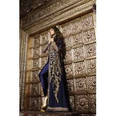 Navy Blue Dress Gold Contrast Front Slit Maxi Gown Navy Blue Dress Gold Contrast Front Slit Maxi Gown