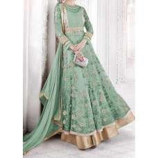GREEN GLOSSY SAPPHIRE MAXI WEDDING ANARKALI SUIT