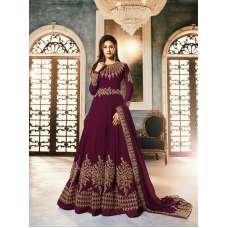 Plum Heavy Embellished Indian Wedding Anarkali Dress
