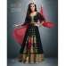 Fabulous Black Anarkali Dress Front Slit Designer Embroidered Suit