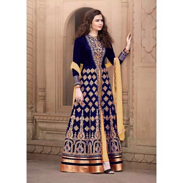 AN1507-A DARK BLUE ANAYA SEMI STITCHED ANARKALI SUIT