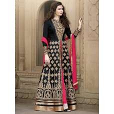 Black & Pink Bridal Gown Pakistani Designer Anarkali Suit
