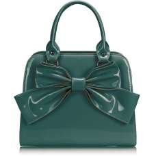 LS005- Teal Patent Bow Tote Bag