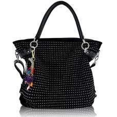 LS8001 - Black Diamante Tote Shoulder Designer Handbag