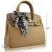 LS00141C TAN FASHION SCARF TOTE HANDBAG