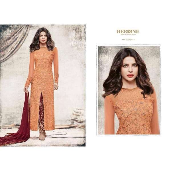 5192 DARK YELLOW HEROINE STARDIVA PRIYANKA CHOPRA GEORGETTE STRAIGHT SUIT