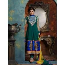 5006 DARK GREEN RAVEENA TANDON NET SUIT WITH DUPPATTA AND BOTTOM