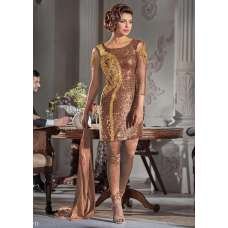 ZHR5119-A BROWN HEROINE PRIYANKA CHOPRA STRAIGHT CUT DRESS