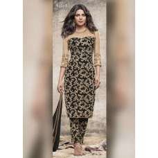 ZHR5153-B BLACK HEROINE STARDIVA PRIYANKA CHOPRA GEORGETTE STRAIGHT CUT SUIT