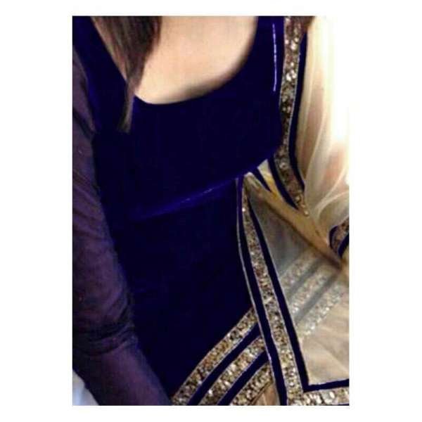 Sajawat Vel42C  Blue Velvet Salwar Kameez Suit