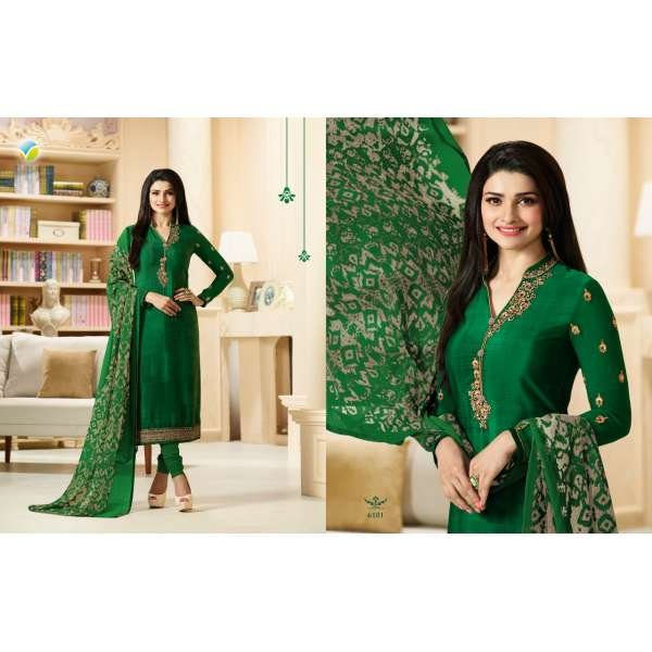 Green Royal Crepe Summer Dress Indian Salwar Suit