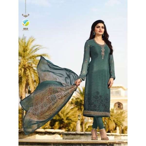 Teal Green Royal Kaseesh Crepe Silkina Designer Salwar Suit 