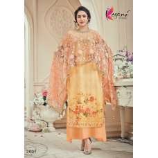 Yellow Orange Dress Cape Suit Indian Gown