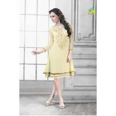 Beige Embroidered Indian Designer Kurti