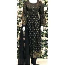 Black Readymade Linen Party Wear Dress