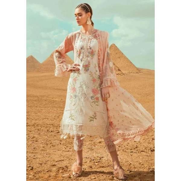 Peach Maria B Pakistani Summer Lawn Suit 