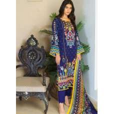 Classic Blue Ajrak Design Printed Lawn Salwar Kameez