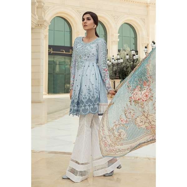 D1810-A SKY BLUE MARIA B LUXURY READY TO WEAR SPRING LAWN SUIT
