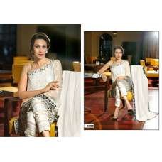 White Sequins Embroidered Organza Trouser Suit