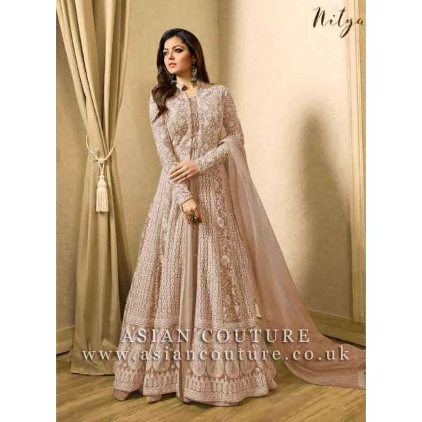 PEACH INDIAN BRIDESMAID DRESS WEDDING GOWN 
