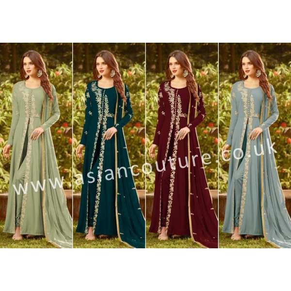 INDIAN PAKISTANI PARTY WEAR FRONT SLIT FLOOR LENGTH DRESS (4  weeks delivery)