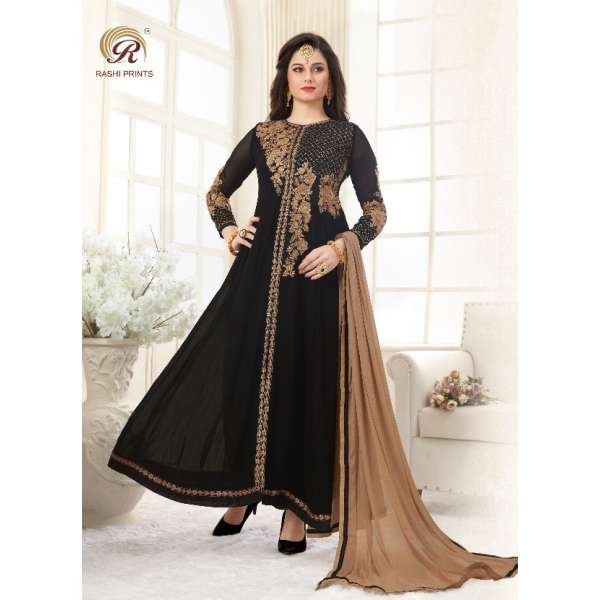 1033 BLACK RASHI PRINTS NOORANI HEAVY DESIGNER PARTY WEAR GEORGETTE SUIT