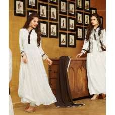 White Chiffon Long Maxi Dress Brown Jacket Suit