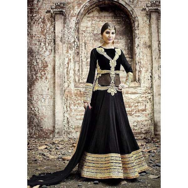 BLACK HOT LADY DRESS WEDDING ANARKALI SUIT