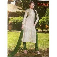 White Green Embroidered Indian Party Suit