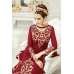 Dark Red & Gold Embroidered Georgette Anarkali Suit