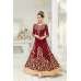 Dark Red & Gold Embroidered Georgette Anarkali Suit