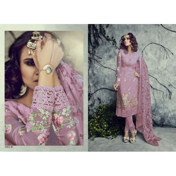 Pink Embroidered Capri Trouser Suit For Eid