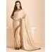 ZACS-17 SUBTLE BEIGE SAREE WITH A JACKET STYLE FULL SLEEVES BLOUSE (READY MADE)
