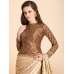 ZACS-17 SUBTLE BEIGE SAREE WITH A JACKET STYLE FULL SLEEVES BLOUSE (READY MADE)