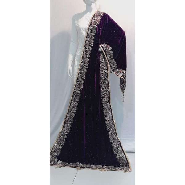 Purple Winter Velvet Evening Shawl