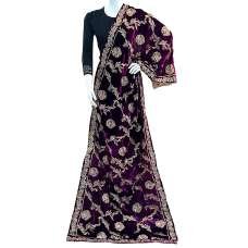 Plum Embroidered Velvet Shawl
