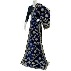 Navy Blue Fancy Velvet Shawl