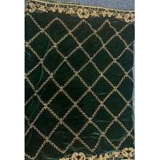 Teal Green Embroidered Velvet Designer Shawl