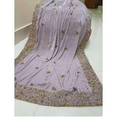 Long White Embroidered Velvet Shawl