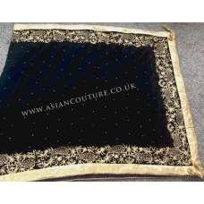 Navy Blue Embroidered Shawl in Micro Velvet