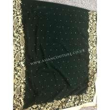 Green Embroidered Winter Shawl in Micro Velvet