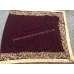 Plum Embroidered Winter Shawl in Micro Velvet
